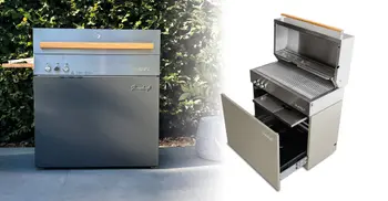 Foto und Freisteller eines Outdoorkuechenelements mit Ofen 