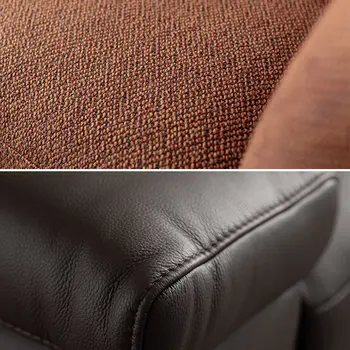 Großaufnahmen von Stoff in der Farbe Rost und Leder in der Farbe Mokka