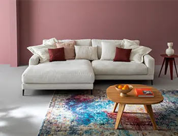 Sofa JANNE mit Longchair in weißem Cord von RAUM.FREUNDE