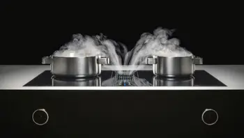 BORA Kochfeld mit Dunstabzug nach unten, 2 Töpfe mit Dampf